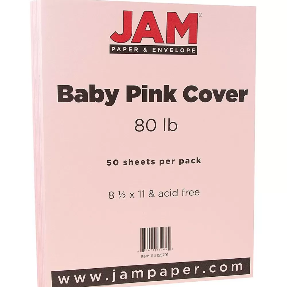 JAM Paper 80 lb. Cardstock Paper, 8.5" x 11", Baby Pink, 50 Sheets/Pack (5155791) Flash Sale