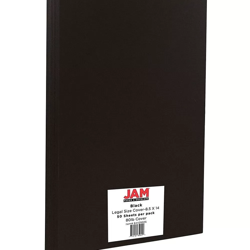 JAM Paper 80 lb. Cardstock Paper, 8.5" x 14", Black, 50 Sheets/Pack (64429505) Cheap