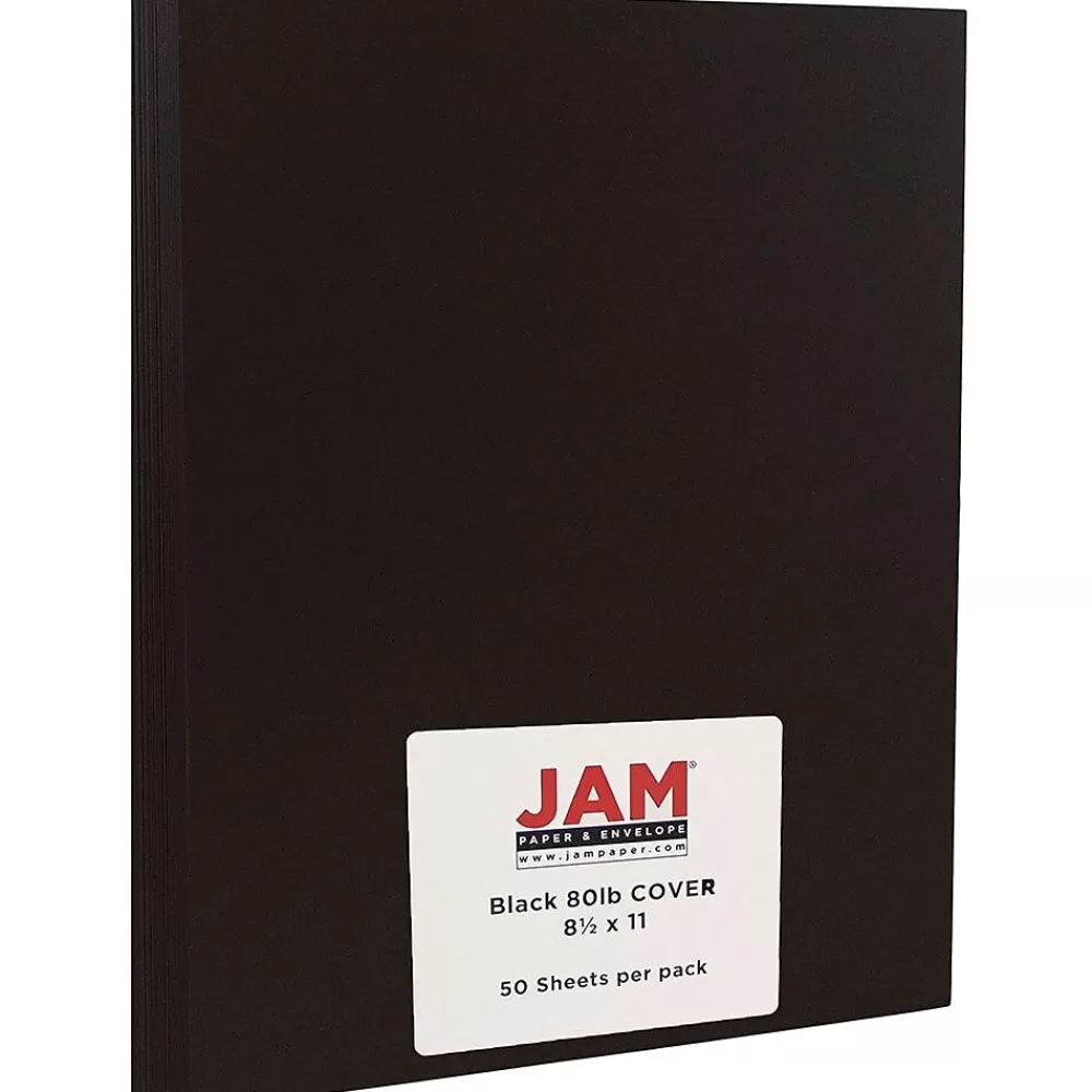 JAM Paper 80 lb. Cardstock Paper, 8.5" x 11", Black, 50 Sheets/Pack (64429575) Cheap