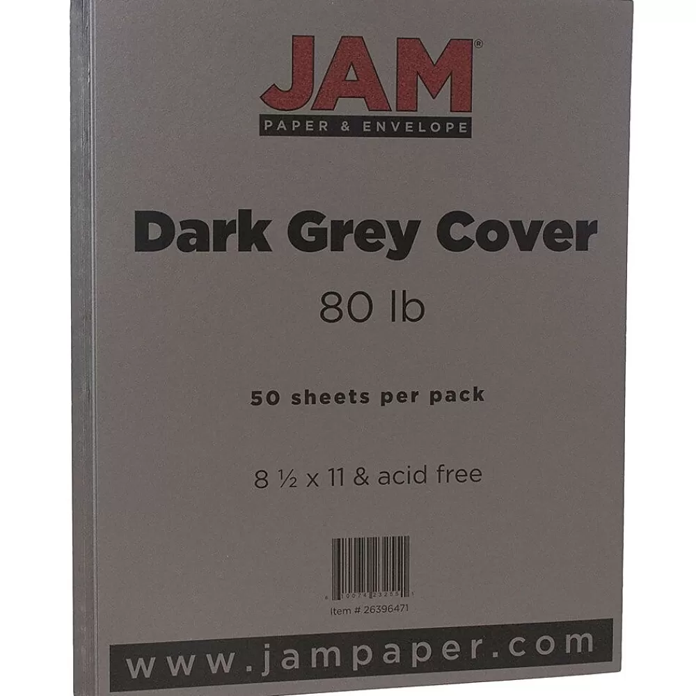 JAM Paper 80 lb. Cardstock Paper, 8.5" x 11", Dark Gray, 50 Sheets/Pack (26396471) Clearance