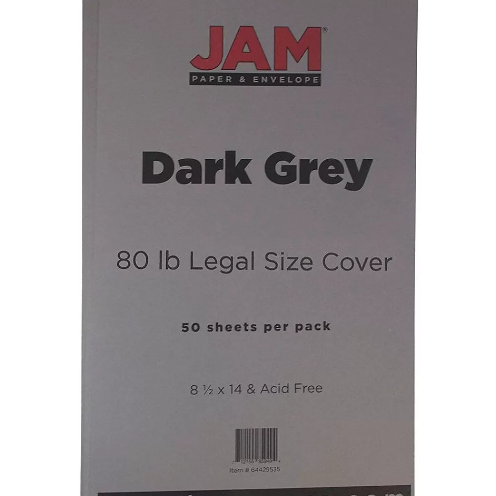 JAM Paper 80 lb. Cardstock Paper, 8.5" x 14", Dark Gray, 50 Sheets/Pack (64429535) Online