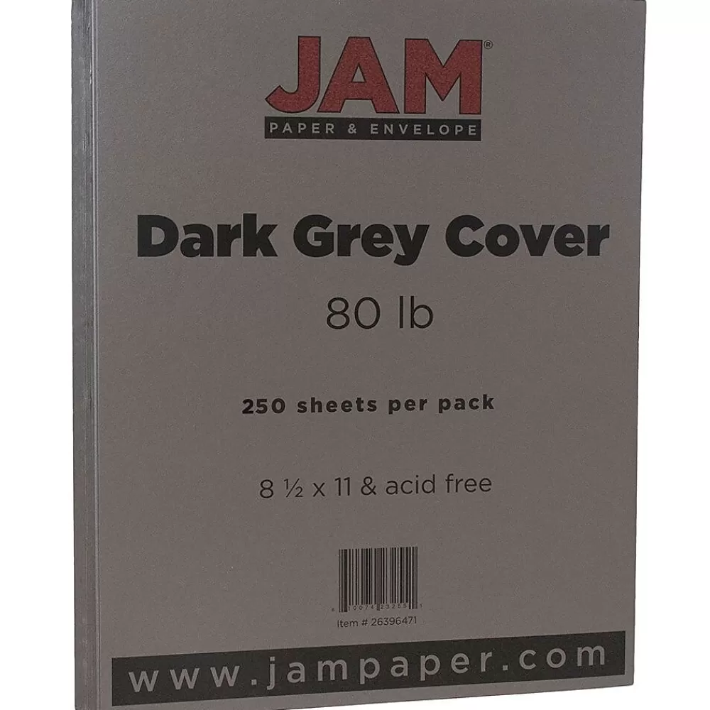 JAM Paper 80 lb. Cardstock Paper, 8.5" x 11", Dark Gray, 250 Sheets/Ream (26396471B) Fashion