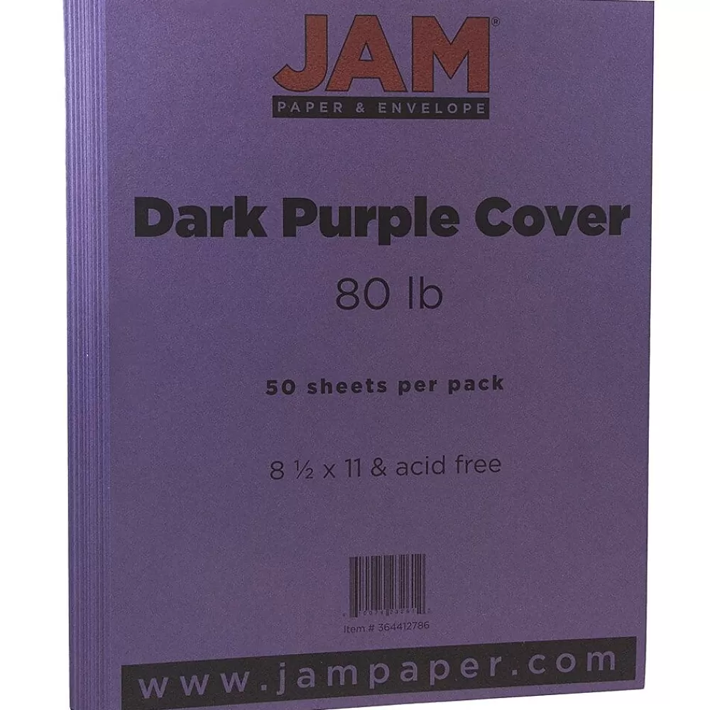 JAM Paper 80 lb. Cardstock Paper, 8.5" x 11", Dark Purple, 50 Sheets/Pack (364412786) Online