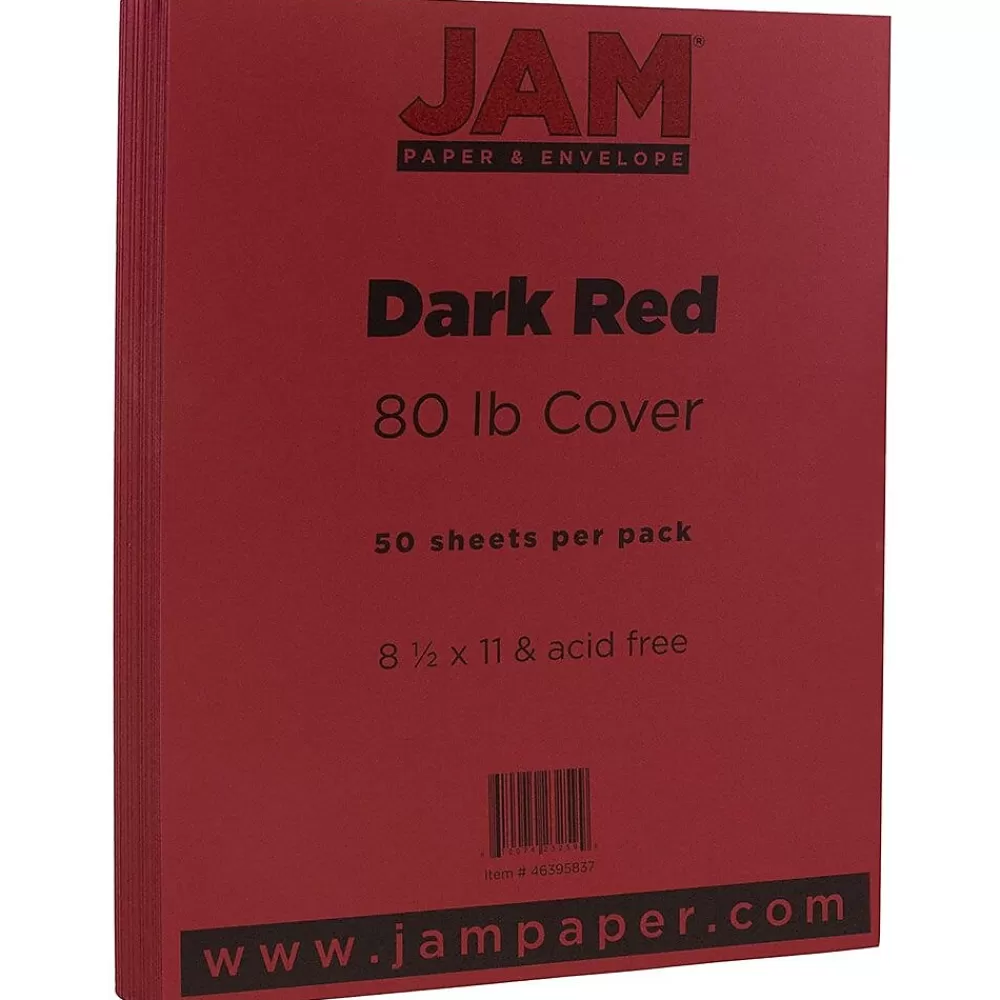 JAM Paper 80 lb. Cardstock Paper, 8.5" x 11", Dark Red, 50 Sheets/Pack (46395837) Shop