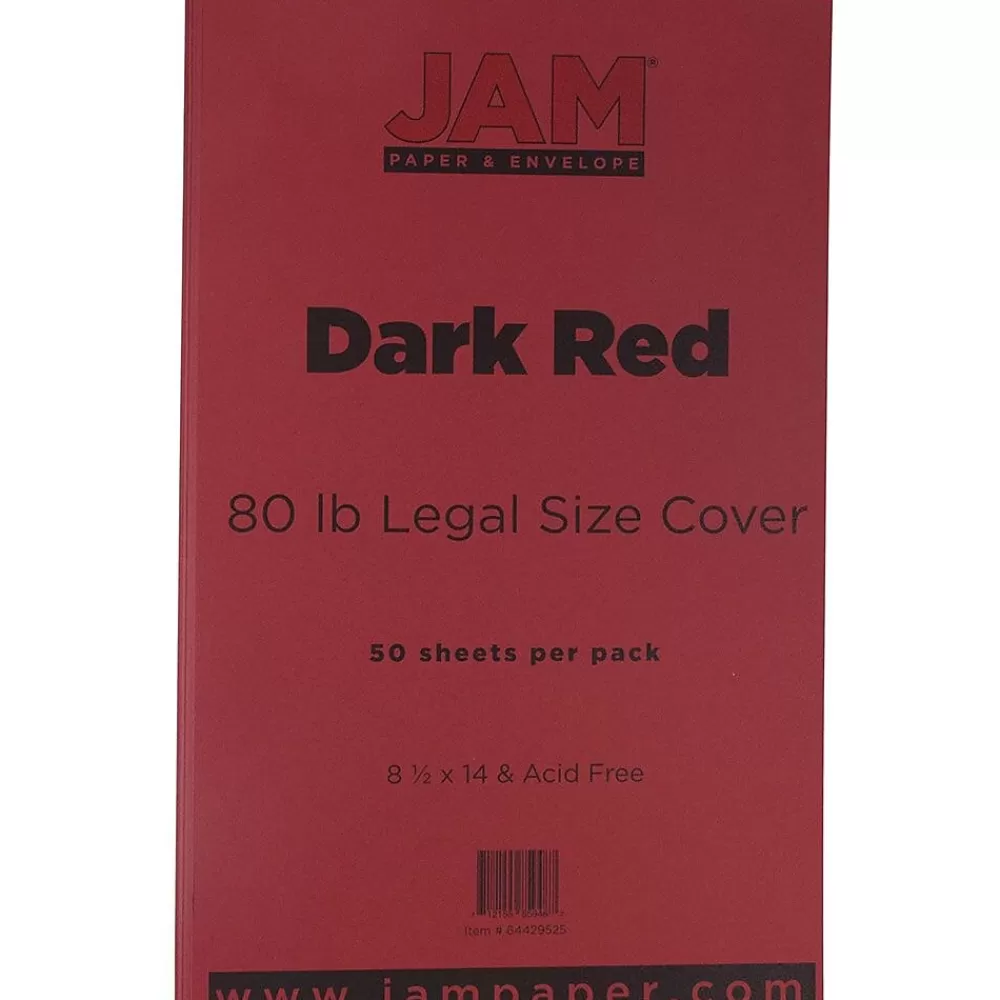 JAM Paper 80 lb. Cardstock Paper, 8.5" x 14", Dark Red, 50 Sheets/Pack (64429525) Discount