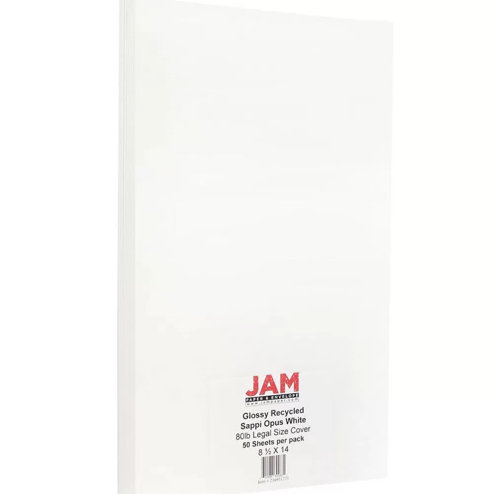 JAM Paper 80 lb. Cardstock Paper, 8.5" x 14", Glossy White, 50 Sheets/Pack (236931271) Best