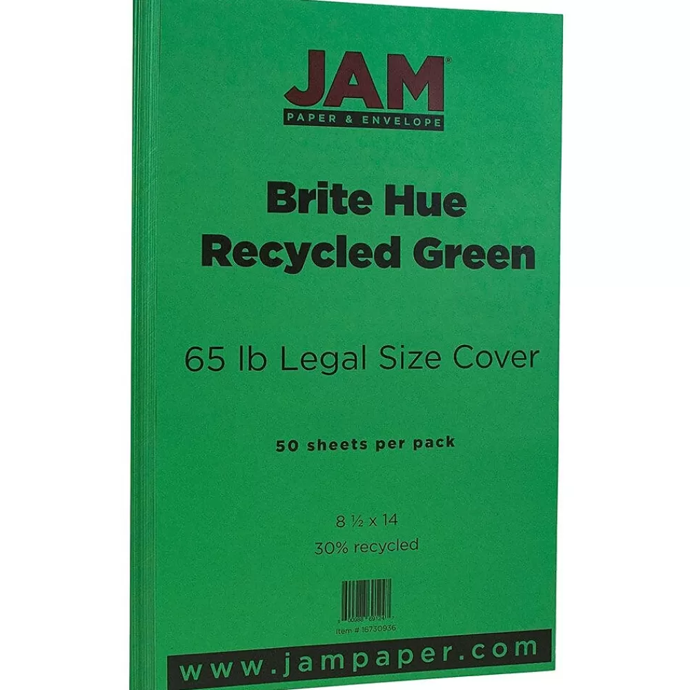 JAM Paper 65 lb. Cardstock Paper, 8.5" x 14", Green, 50 Sheets/Pack (16730936) Online