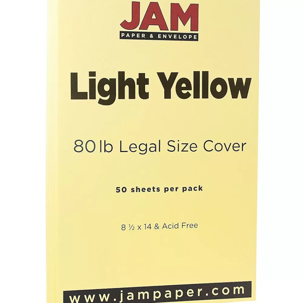 JAM Paper 80 lb. Cardstock Paper, 8.5" x 14", Light Yellow, 50 Sheets/Pack (16729341) Clearance