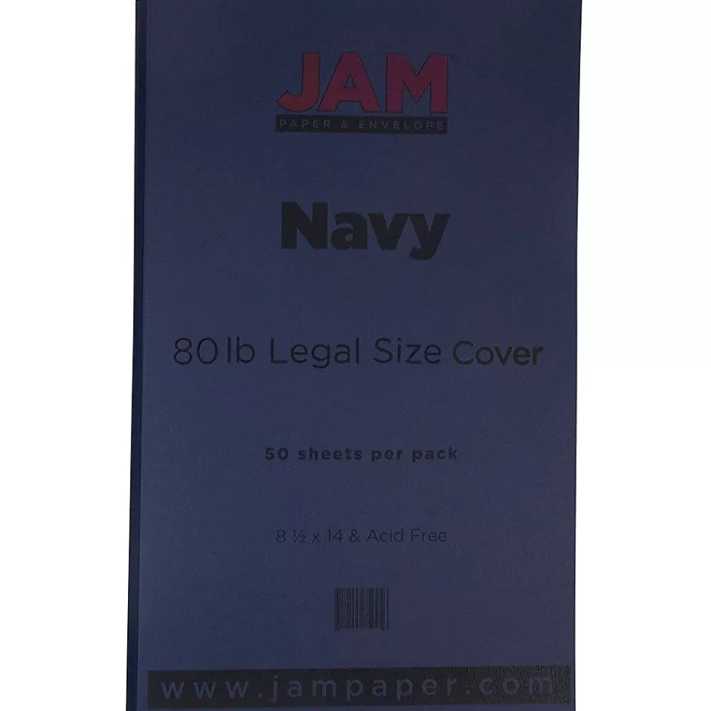 JAM Paper 80 lb. Cardstock Paper, 8.5" x 14", Navy Blue, 50 Sheets/Pack (64429515) Fashion