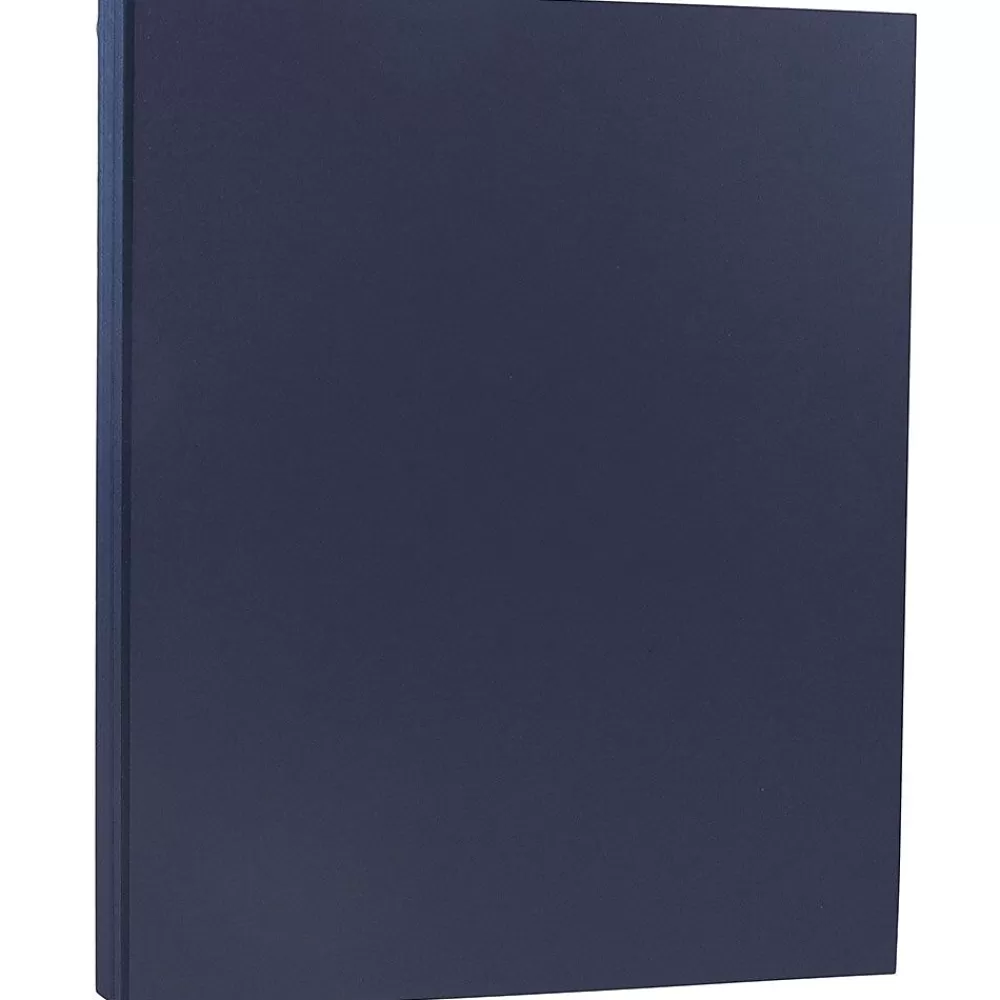 JAM Paper 80 lb. Cardstock Paper, 8.5" x 11", Navy Blue, 250 Sheets/Ream (LEBA242B) Clearance