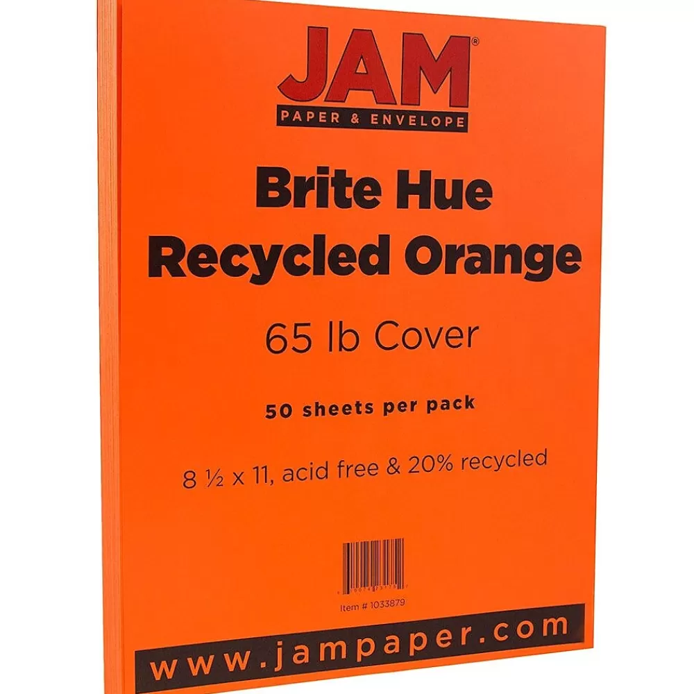 JAM Paper 65 lb. Cardstock Paper, 8.5" x 11", Orange, 50 Sheets/Pack (1033879) Discount