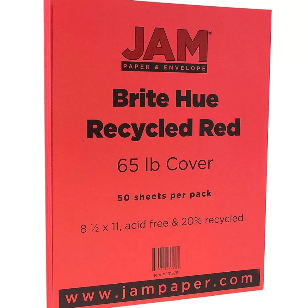 JAM Paper 65 lb. Cardstock Paper, 8.5" x 11", Red, 50 Sheets/Pack (101378) New