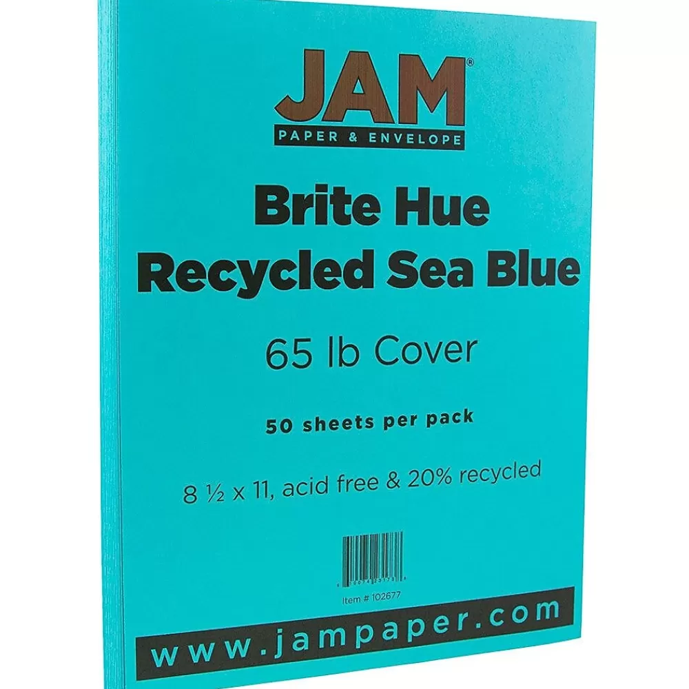 JAM Paper 65 lb. Cardstock Paper, 8.5" x 11", Sea Blue, 50 Sheets/Pack (102677) Shop