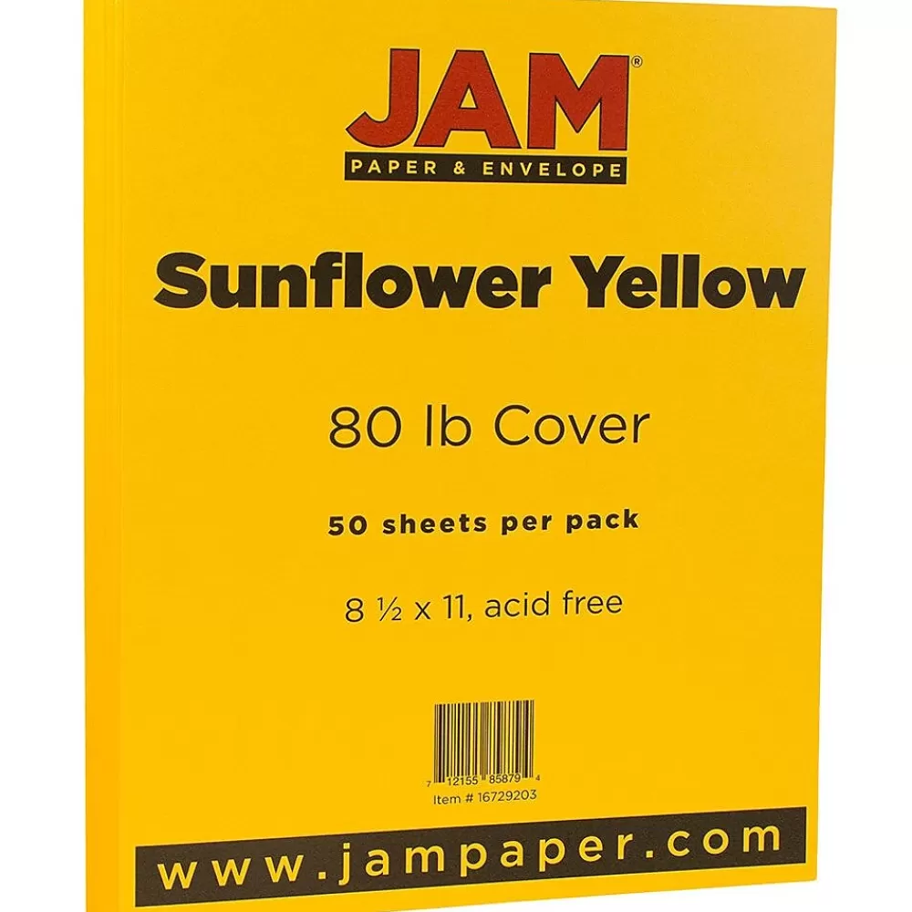 JAM Paper 80 lb. Cardstock Paper, 8.5" x 11", Sunflower Yellow, 50 Sheets/Pack (16729203) Hot