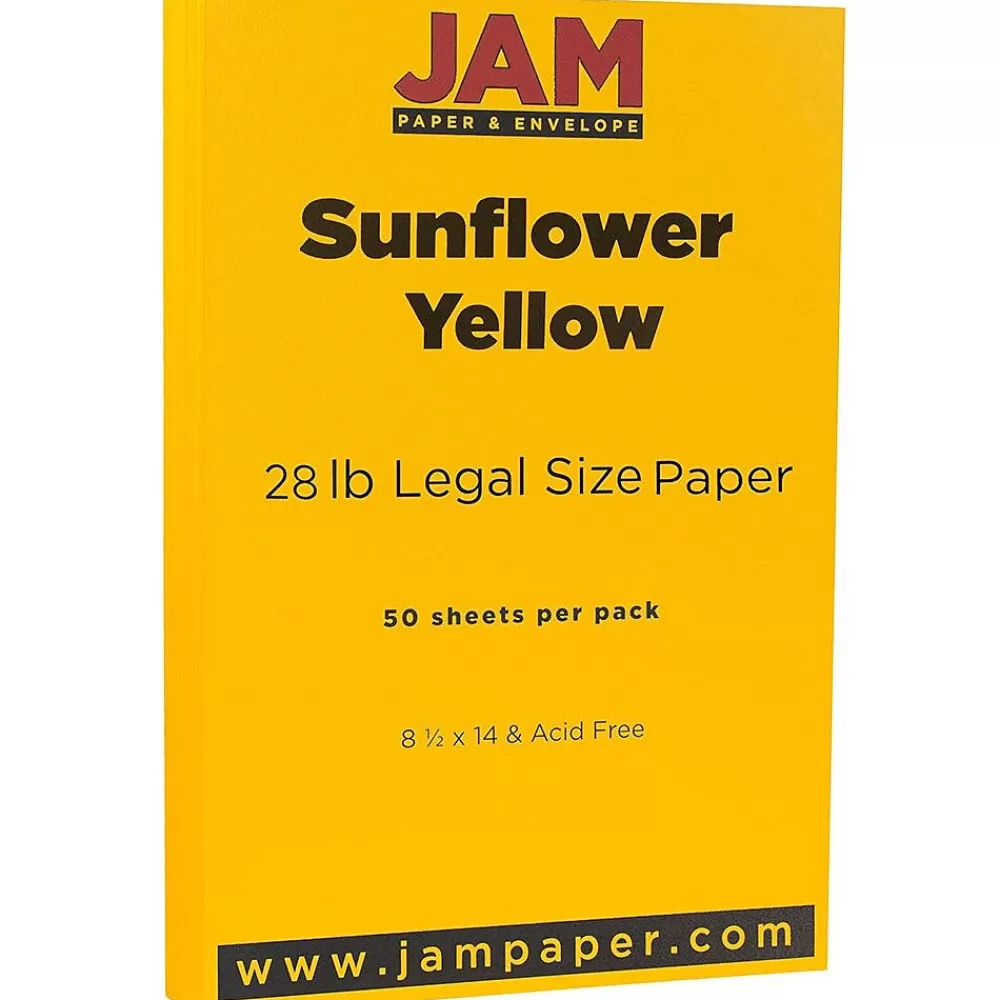 JAM Paper 80 lb. Cardstock Paper, 8.5" x 14", Sunflower Yellow, 50 Sheets/Pack (16729352) Store