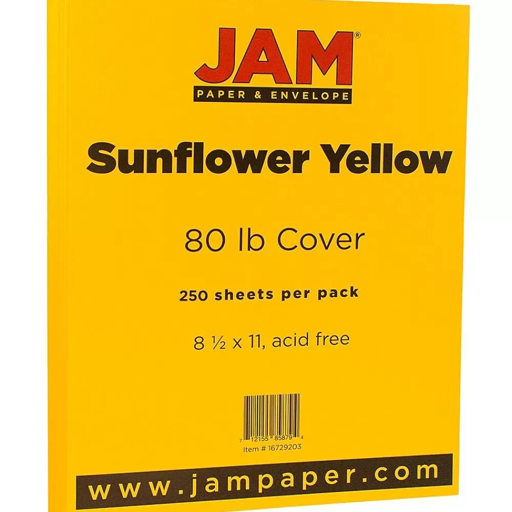 JAM Paper 80 lb. Cardstock Paper, 8.5" x 11", Sunflower Yellow, 250 Sheets/Ream (16729203B) Best