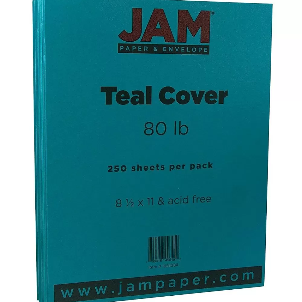 JAM Paper 80 lb. Cardstock Paper, 8.5" x 11", Teal, 250 Sheets/Ream (1524384B) Online