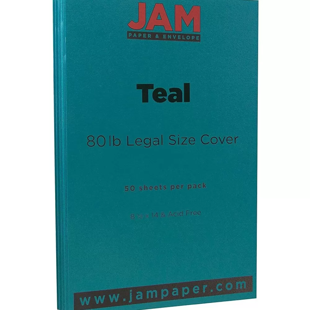 JAM Paper 80 lb. Cardstock Paper, 8.5" x 14", Teal Blue, 50 Sheets/Pack (16729449) Fashion