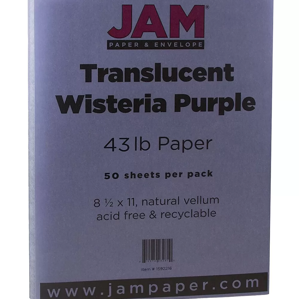 JAM Paper 43 lb. Cardstock Paper, 8.5" x 11", Wisteria Purple, 50 Sheets/Pack (1592216) New