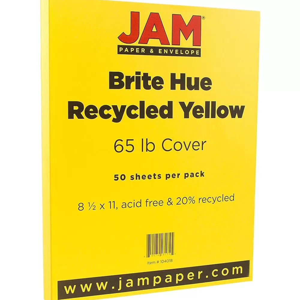 JAM Paper 65 lb. Cardstock Paper, 8.5" x 11", Yellow, 50 Sheets/Pack (104018) Clearance