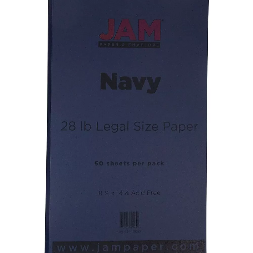 JAM Paper 8.5" x 14" Color Multipurpose Paper, 28 lbs., Navy Blue, 50 Sheets/Ream (64429510) Fashion