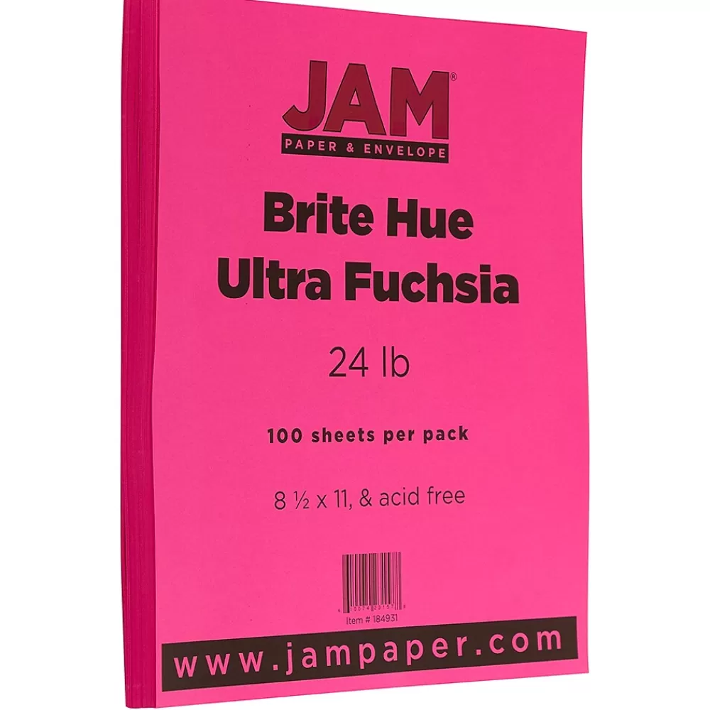 JAM Paper 8.5" x 11" Multipurpose, 24 lbs., Ultra Fuchsia Pink, 100 Sheets/Pack (184931) Hot