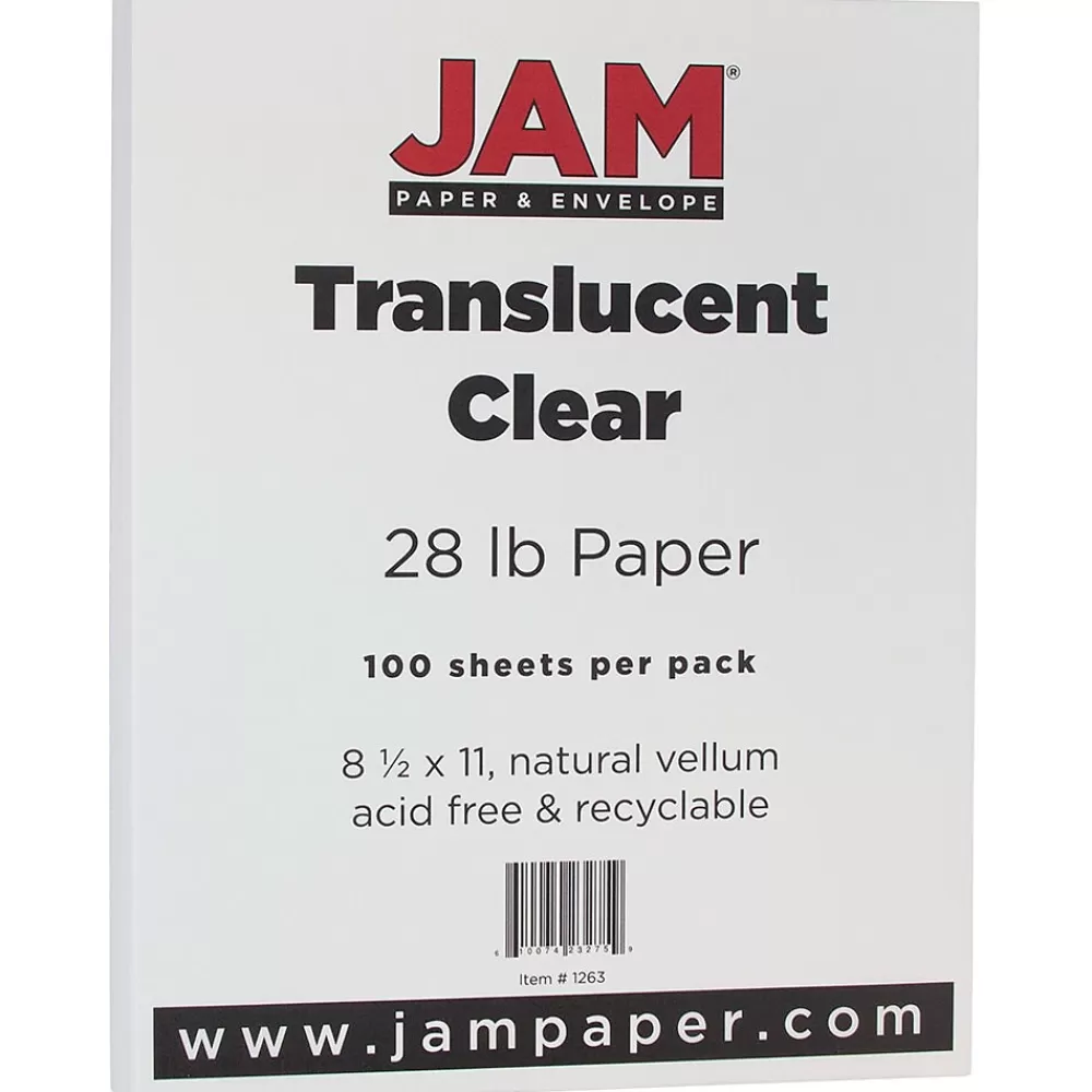 JAM Paper 8.5" x 11" Translucent Clear Vellum Paper, 28 lbs., 70 Brightness, 100 Sheets/Pack (1263) Best