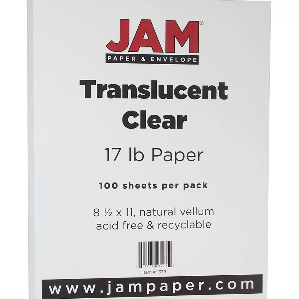 JAM Paper 8.5" x 11" Translucent Clear Vellum Paper, 17 lbs., 70 Brightness, 100 Sheets/Pack (1379) Cheap