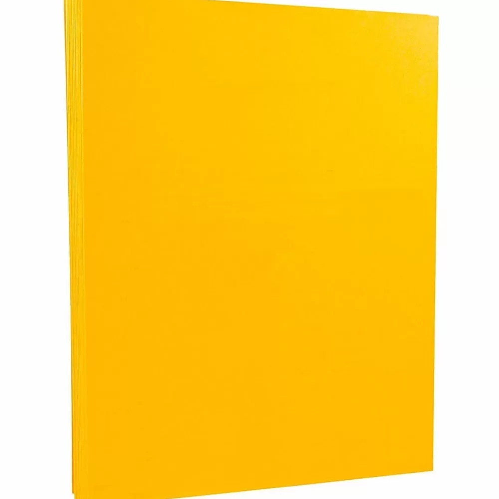JAM Paper 8.5" x 11" Vellum Bristol Cardstock, 67lb, Goldenrod, 100/pack (169825G) Store