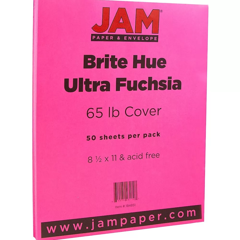 JAM Paper Bright Hue 65 lb. Cardstock Paper, 8.5" x 11", Ultra Fuchsia, 50 Sheets/Pack (184851) Shop