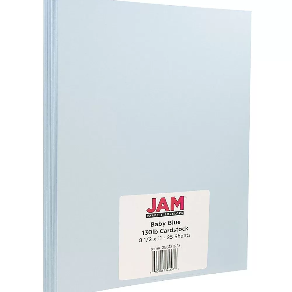 JAM Paper Extra Heavyweight 130 lb. Cardstock Paper, 8.5" x 11", Baby Blue, 25 Sheets/Pack (296131623) Best Sale