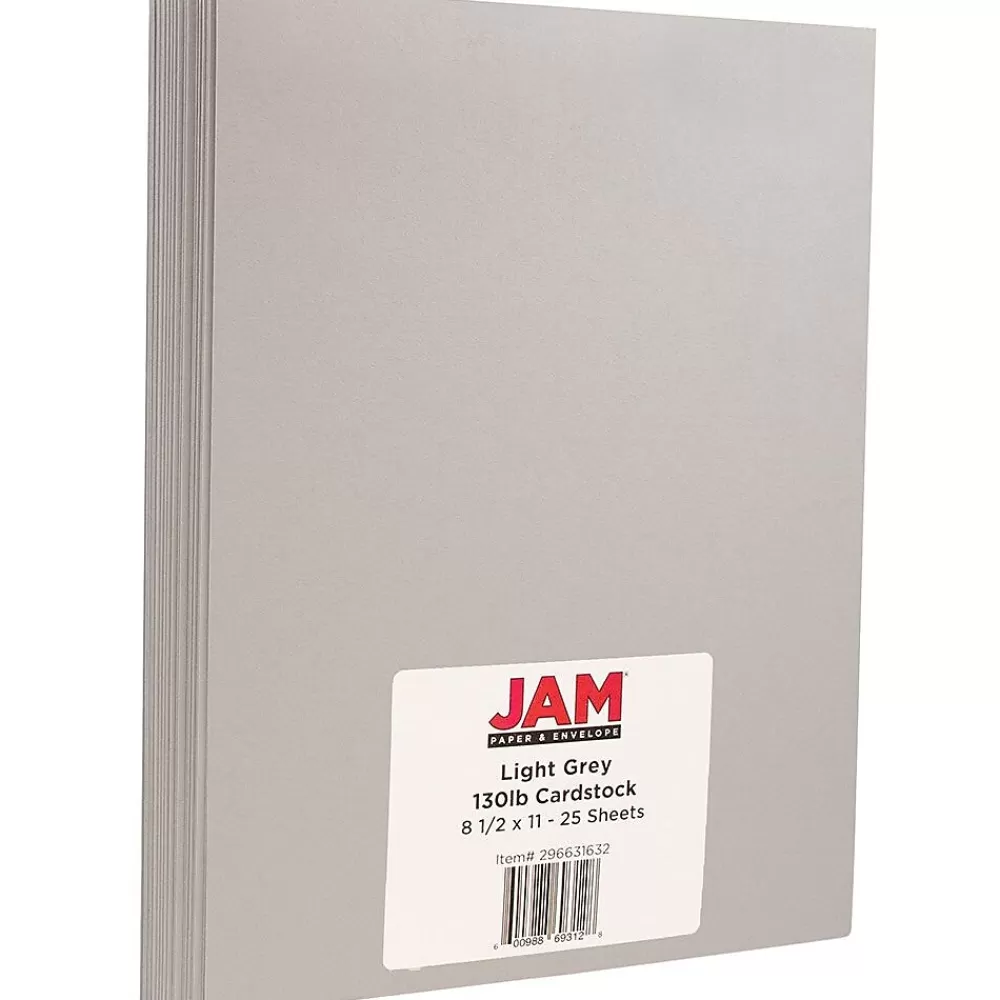 JAM Paper Extra Heavyweight 130 lb. Cardstock Paper, 8.5" x 11", Light Gray, 25 Sheets/Pack (296631632) Store