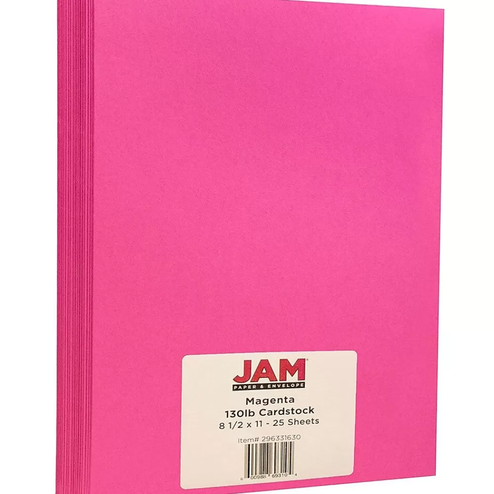 JAM Paper Extra Heavyweight 130 lb. Cardstock Paper, 8.5" x 11", Magenta Pink, 25 Sheets/Pack (296331630) Clearance