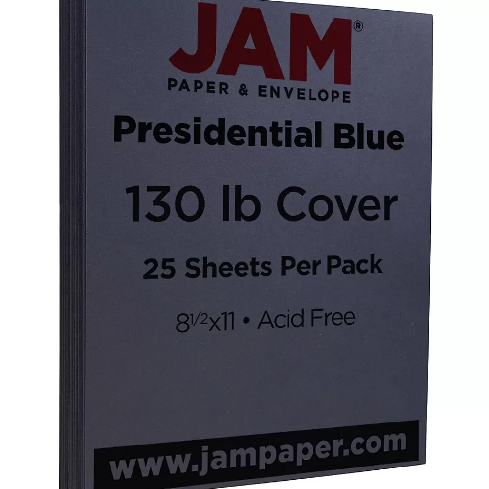 JAM Paper Extra Heavyweight 130 lb. Cardstock Paper, 8.5" x 11", Navy Blue, 25 Sheets/Pack (296131627) New