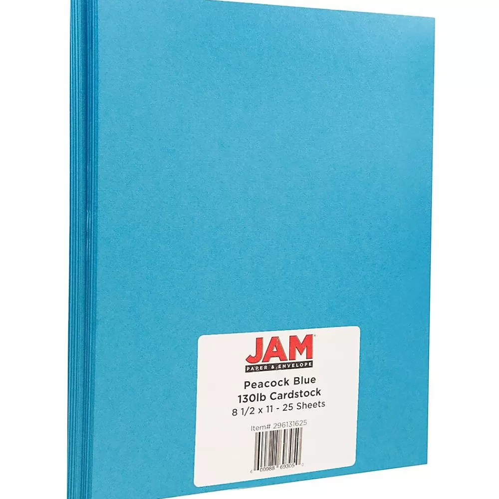 JAM Paper Extra Heavyweight 130 lb. Cardstock Paper, 8.5" x 11", Peacock Blue, 25 Sheets/Pack (296131625) Online