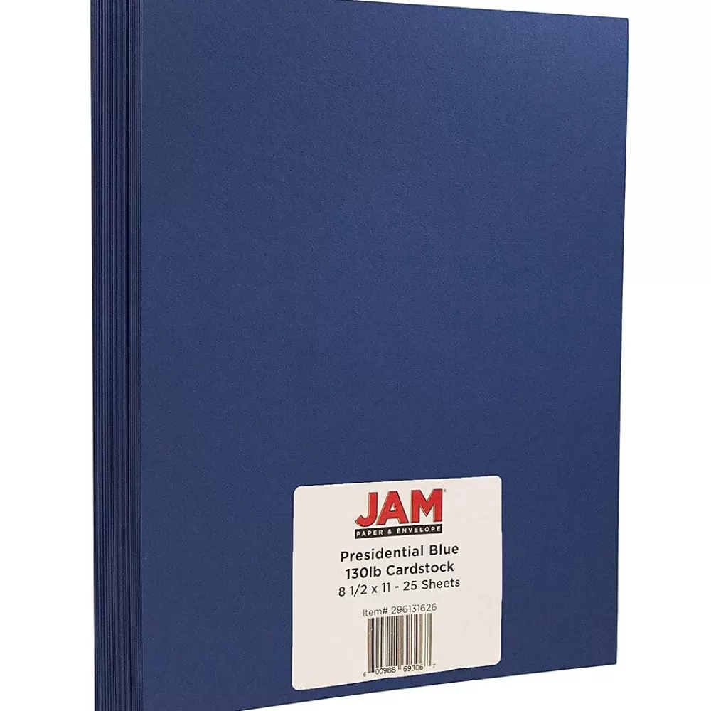 JAM Paper Extra Heavyweight 130 lb. Cardstock Paper, 8.5" x 11", Presidential Blue, 25 Sheets/Pack (296131626) Shop