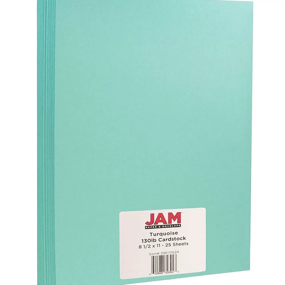 JAM Paper Extra Heavyweight 130 lb. Cardstock Paper, 8.5" x 11", Turquoise, 25 Sheets/Pack (296131624) Sale