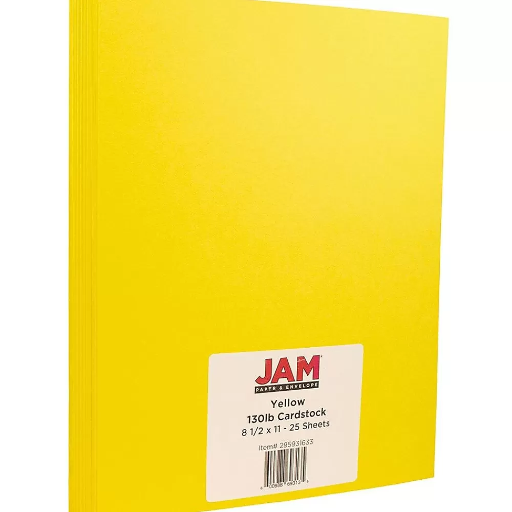 JAM Paper Extra Heavyweight 130 lb. Cardstock Paper, 8.5" x 11", Yellow, 25 Sheets/Pack (295931633) Flash Sale