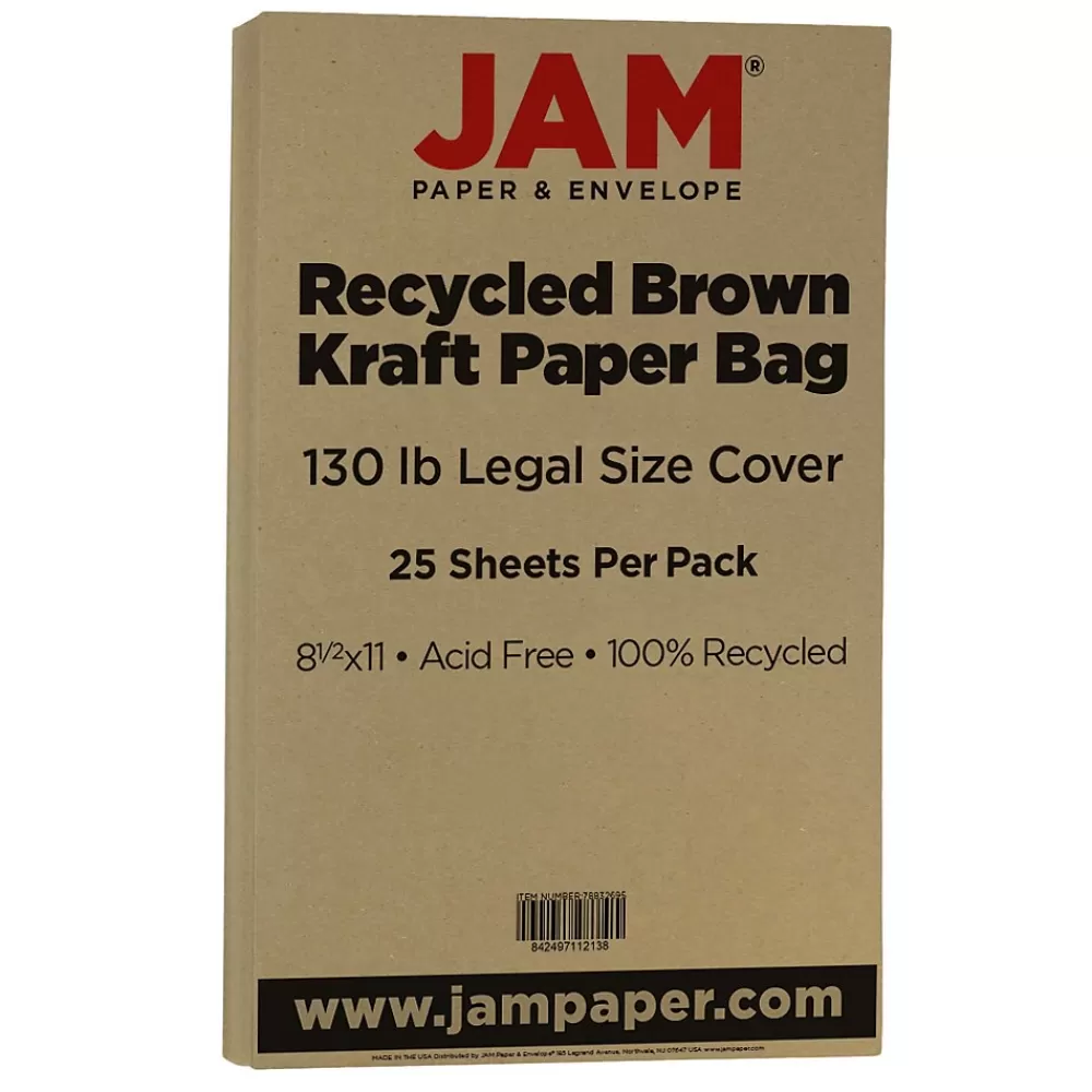 JAM Paper Extra Heavyweight Cardstock Paper, 130 lbs., 8.5" x 14", Brown Kraft, 25 Sheets/Pack (78832697) Store