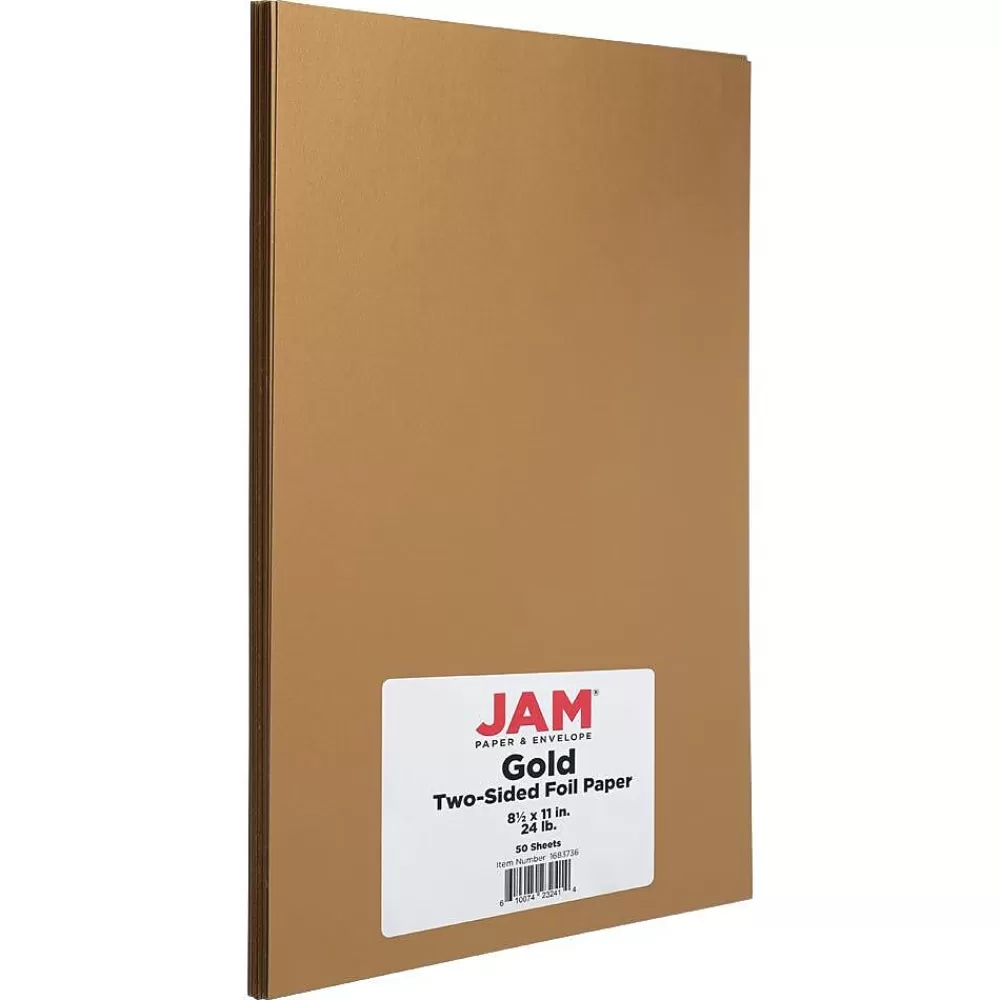 JAM Paper Foil 2-Sided 8.5" x 11" Color Multipurpose Paper, 24 lbs. Gold, 50 Sheets/Ream (1683736) Fashion