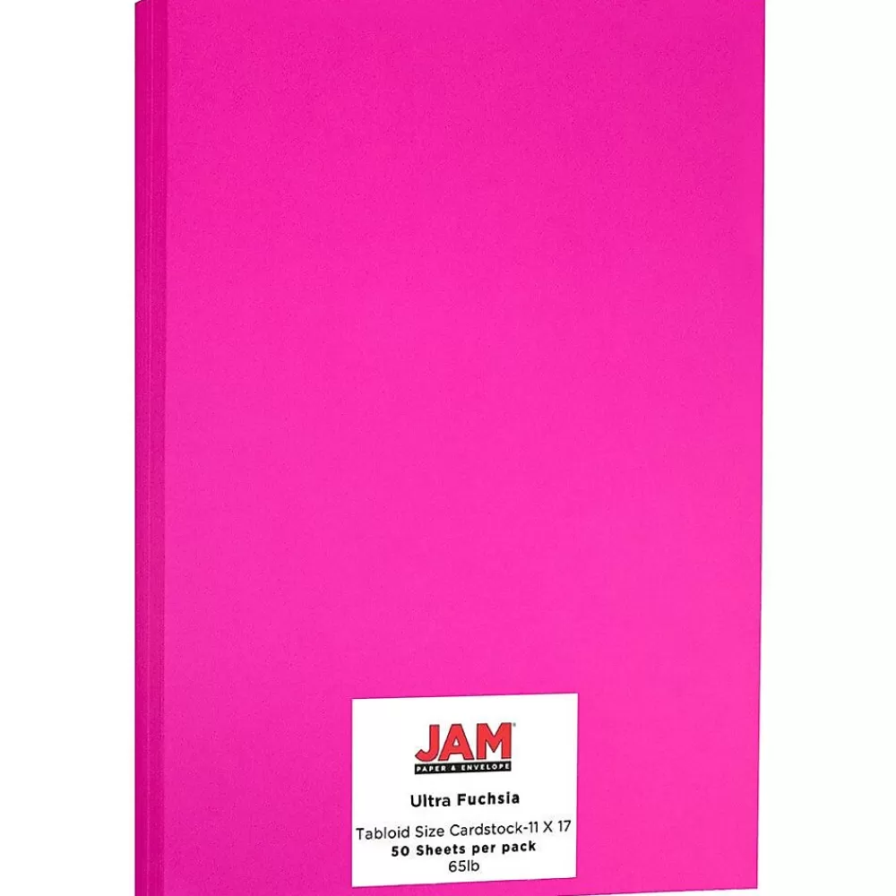 JAM Paper Ledger 65 lb. Cardstock Paper, 11" x 17", Fuchsia Pink, 50 Sheets/Pack (16728494) Best Sale