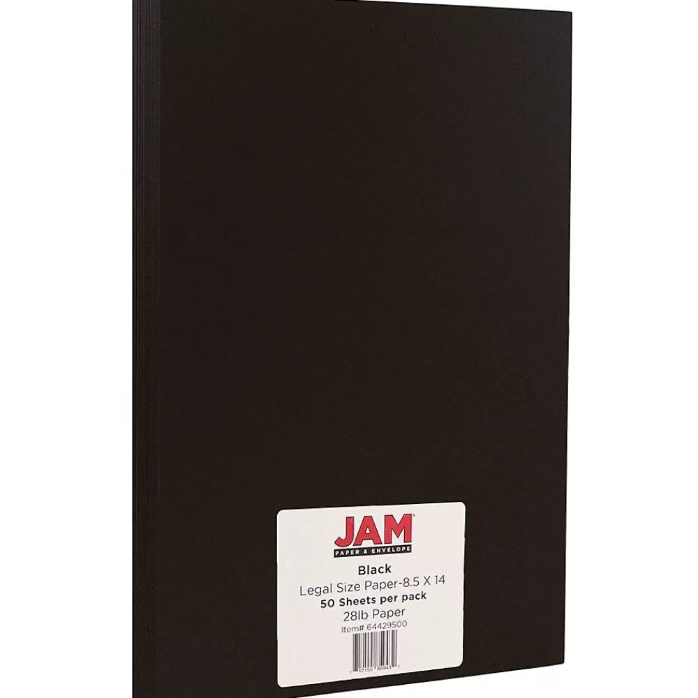 JAM Paper Legal Matte 8.5" x 14" Multipurpose Paper, 28 lbs., Black, 50 Sheets/Pack (64429500) Discount