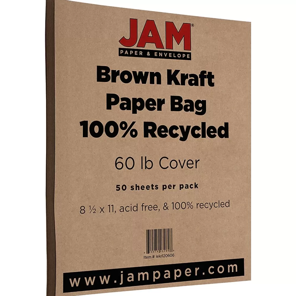 JAM Paper Matte 60 lb. Cardstock Paper, 8.5" x 11", Brown Kraft, 50 Sheets/Pack (LEKR120606) Flash Sale