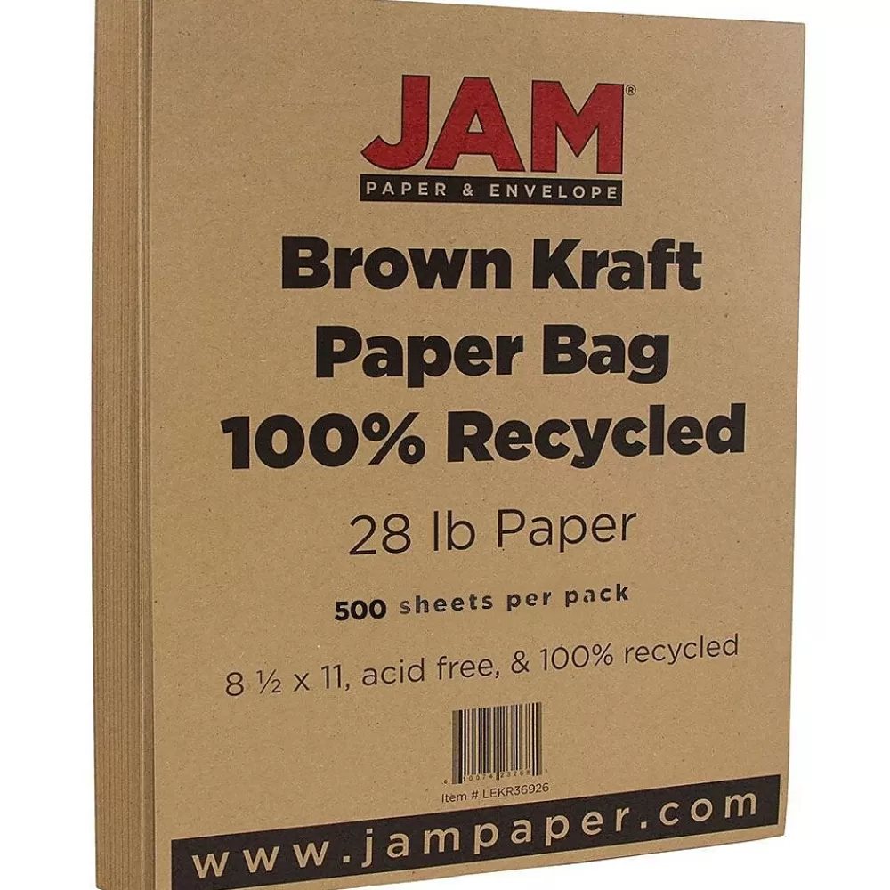 JAM Paper Matte 8.5" x 11" Multipurpose Paper, 28 lbs., Paper, Brown Kraft, 500 Sheets/Ream (LEKR36926B) Shop