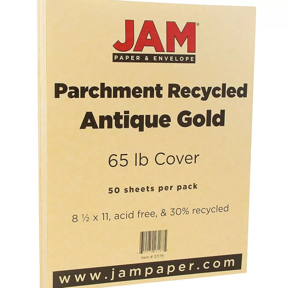 JAM Paper Parchment 65 lb. Cardstock Paper, 8.5" x 11", Antique Gold Yellow, 50 Sheets/Pack (27179) Cheap