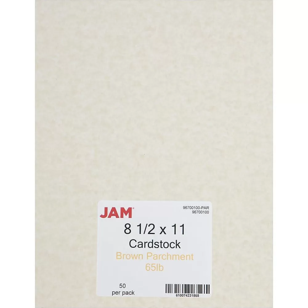 JAM Paper Parchment 65 lb. Cardstock Paper, 8.5" x 11", Light Brown, 50 Sheets/Pack (96700100) Discount