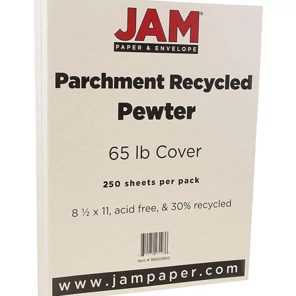 JAM Paper Parchment 65 lb. Cardstock Paper, 8.5" x 11", Pewter Gray, 250 Sheets/Ream (96600800B) Cheap