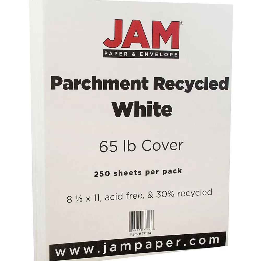 JAM Paper Parchment 65 lb. Cardstock Paper, 8.5" x 11", White, 250 Sheets/Ream (171114B) New