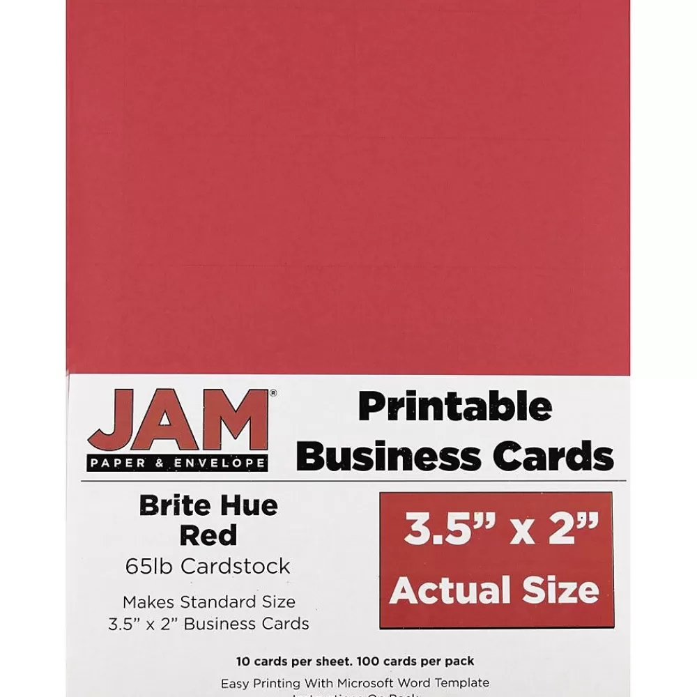 JAM Paper ® Printable Business Cards, 3 1/2 x 2, Red, 100/Pack (22128334) Flash Sale