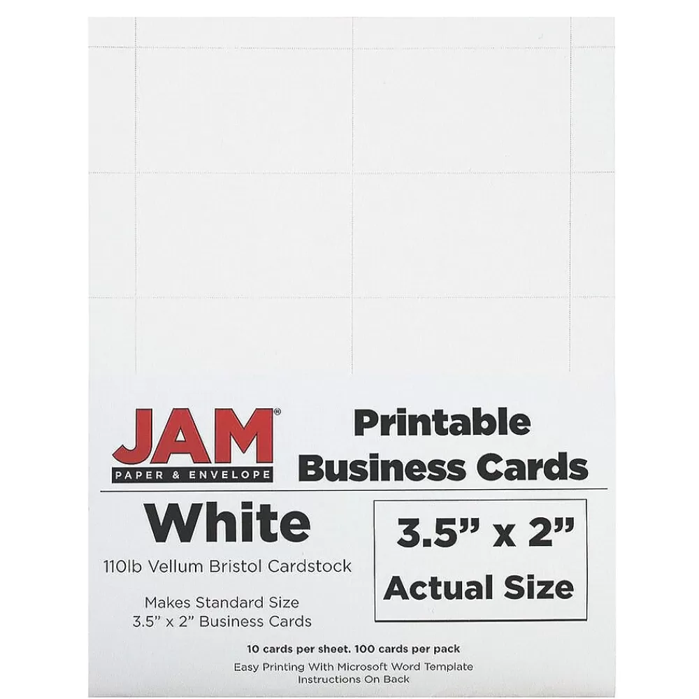 JAM Paper ® Printable Business Cards, 3 1/2 x 2, White Vellum, 100/Pack (22130975) Clearance